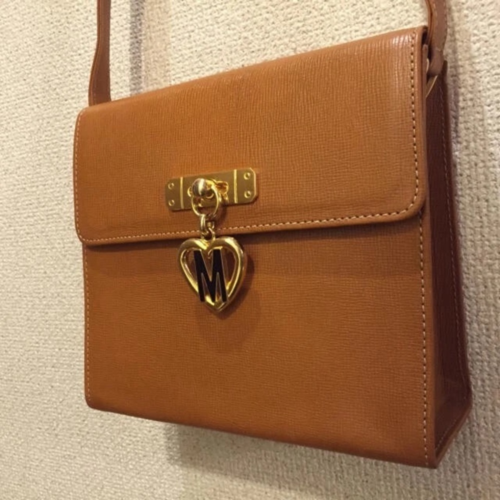 Moschino Tan Crossbody Bag with Gold Charm